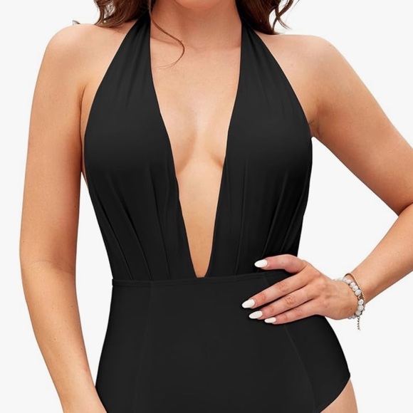 Other - Elegant Black Halter One-Piece Swimsuit